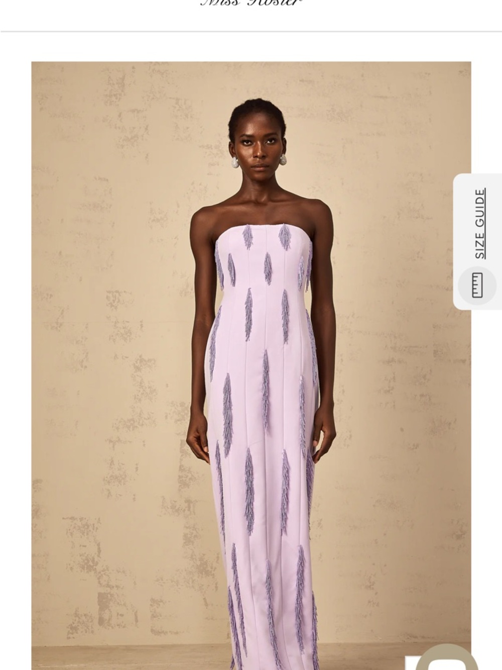 Strapless Lilac Evening Gown with Metallic Feather Accents - Picture 3 of 3